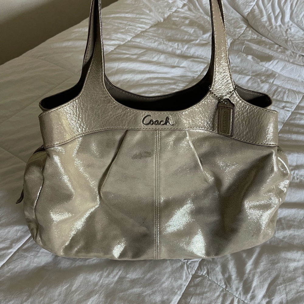 Coach Champagne Gold Sparkle Lexi Satchel